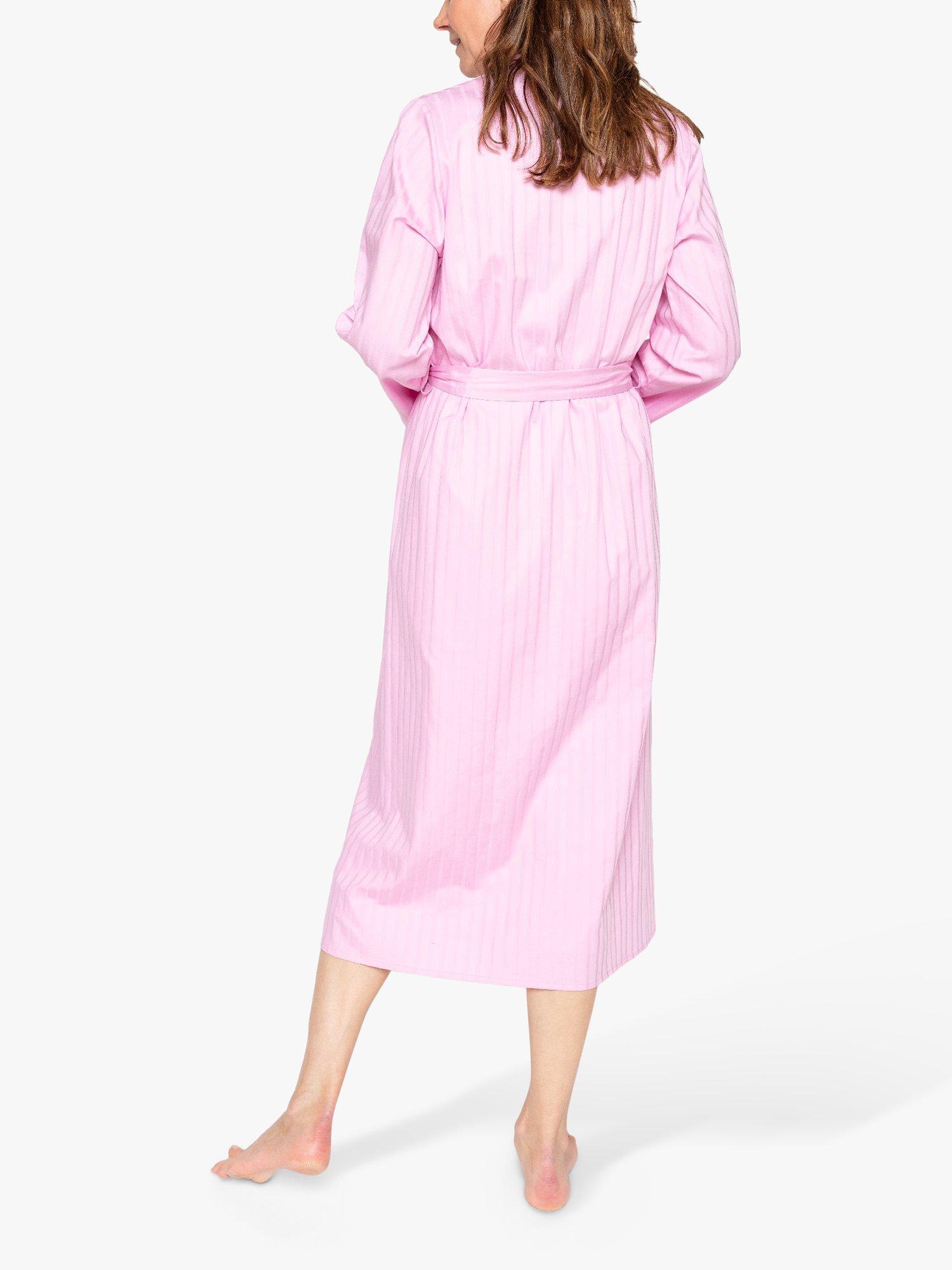 Product image 2 of 3, which shows Nora Rose by Cyberjammies Vivien Satin Stripe Dressing Gown, Pink, 8