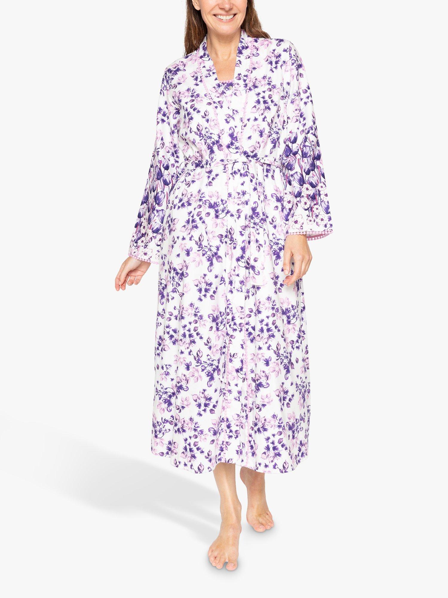 Product image 1 of 4, which shows Nora Rose by Cyberjammies Vivien Floral Dressing Gown, Lilac, 8