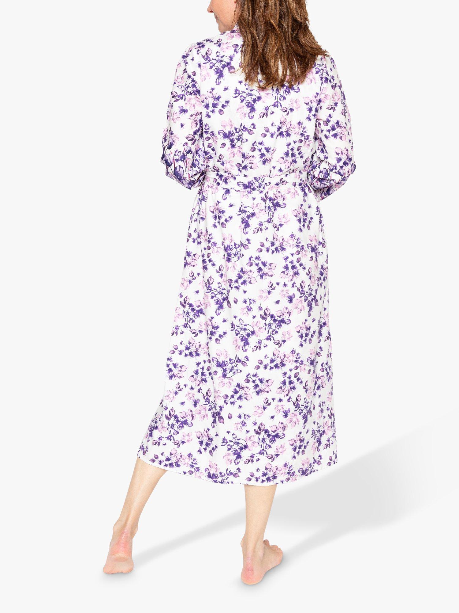 Product image 2 of 4, which shows Nora Rose by Cyberjammies Vivien Floral Dressing Gown, Lilac, 8