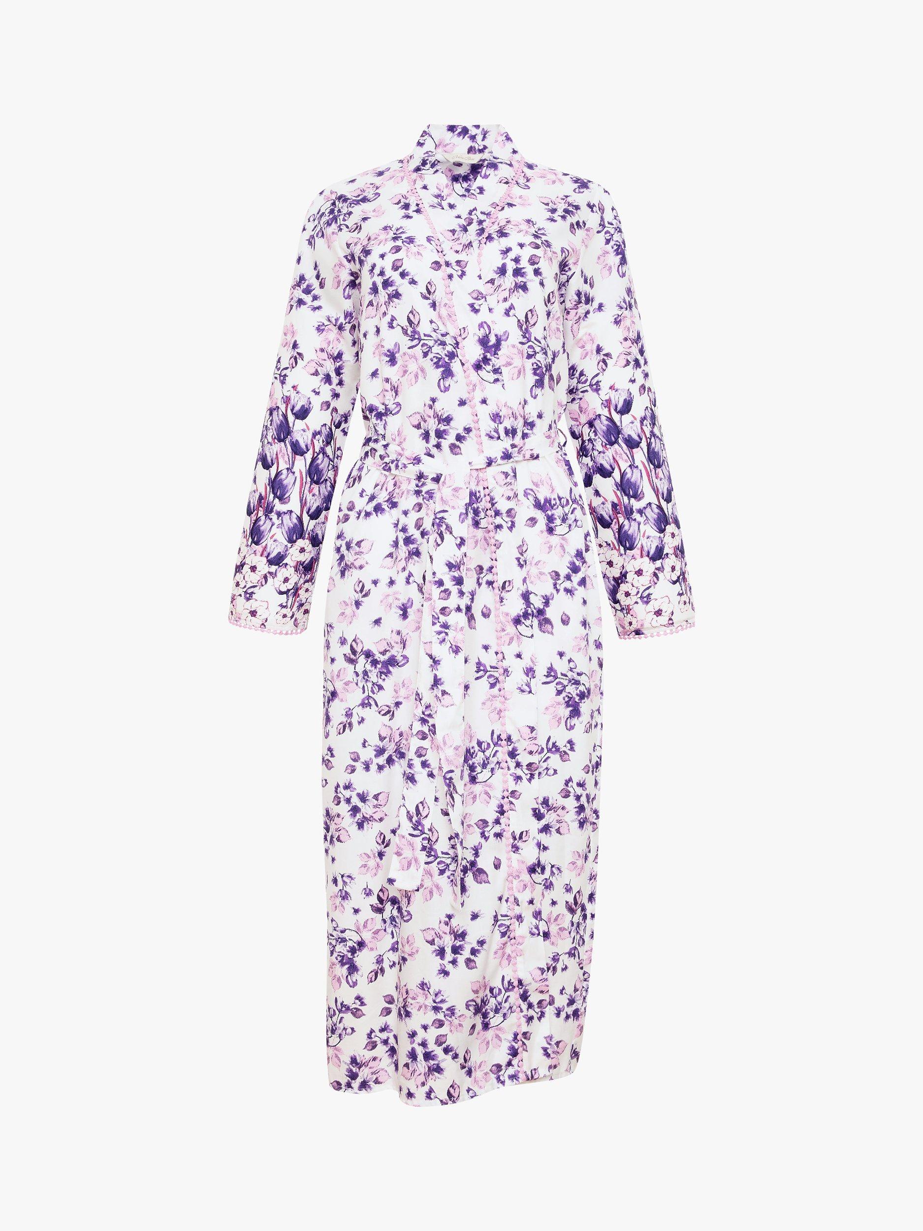 Product image 3 of 4, which shows Nora Rose by Cyberjammies Vivien Floral Dressing Gown, Lilac, 8