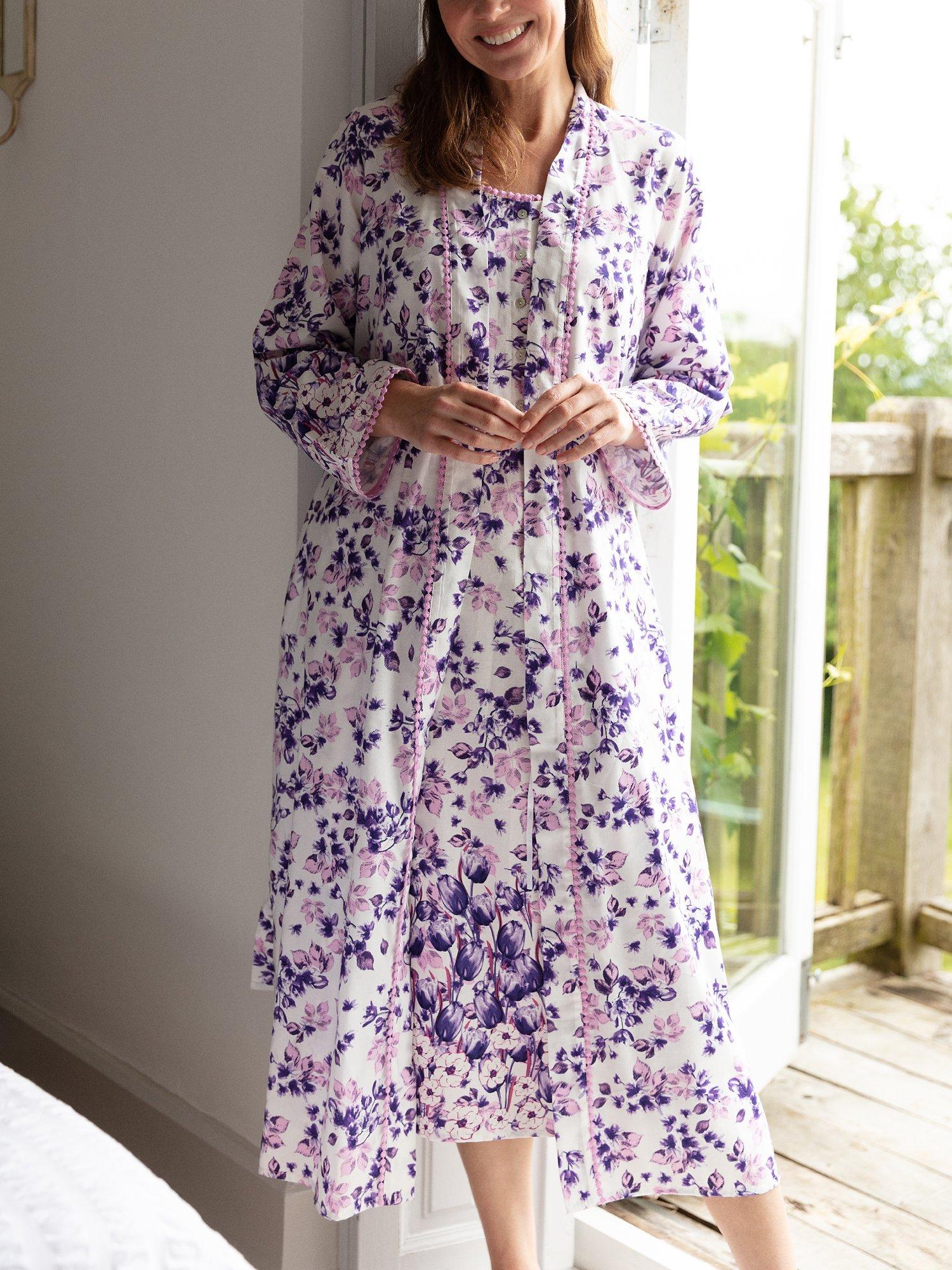 Product image 4 of 4, which shows Nora Rose by Cyberjammies Vivien Floral Dressing Gown, Lilac, 8
