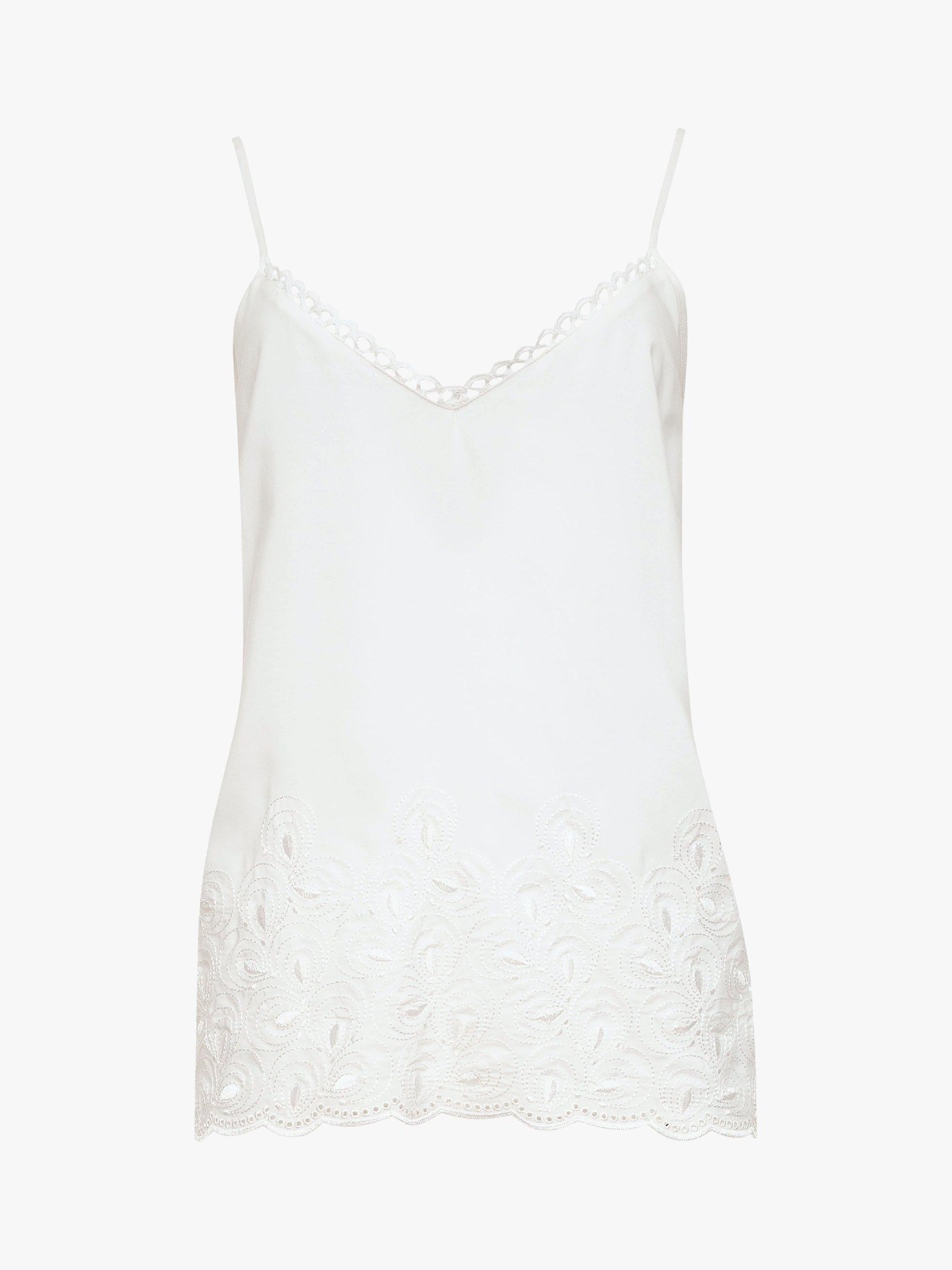 Product image 3 of 5, which shows Cyberjammies Rose Floral Embroidered Camisole And Shorts Pyjama Set, White, 8