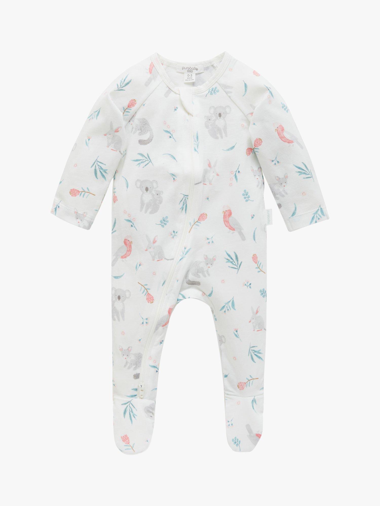 Purebaby Organic Cotton Eucalyptus Friends Sleepsuit, Multi