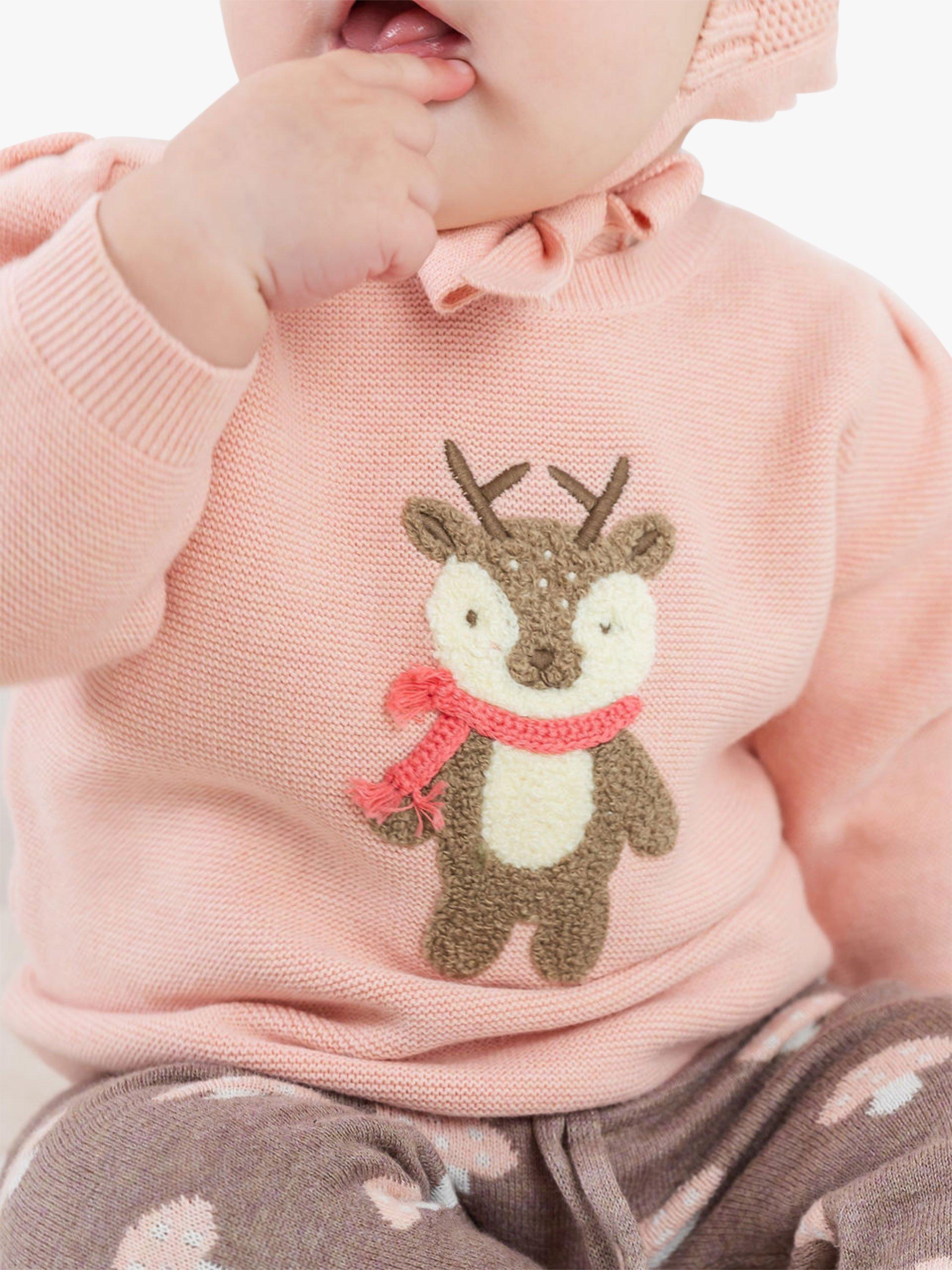 Purebaby Organic Cotton Fawn Jumper, Pink Blush