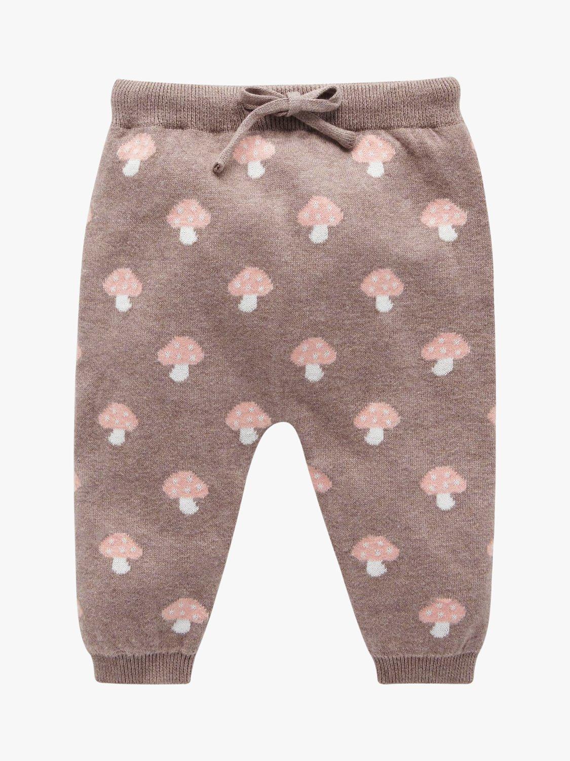 Purebaby Organic Cotton Mushroom Knit Leggings, Putty