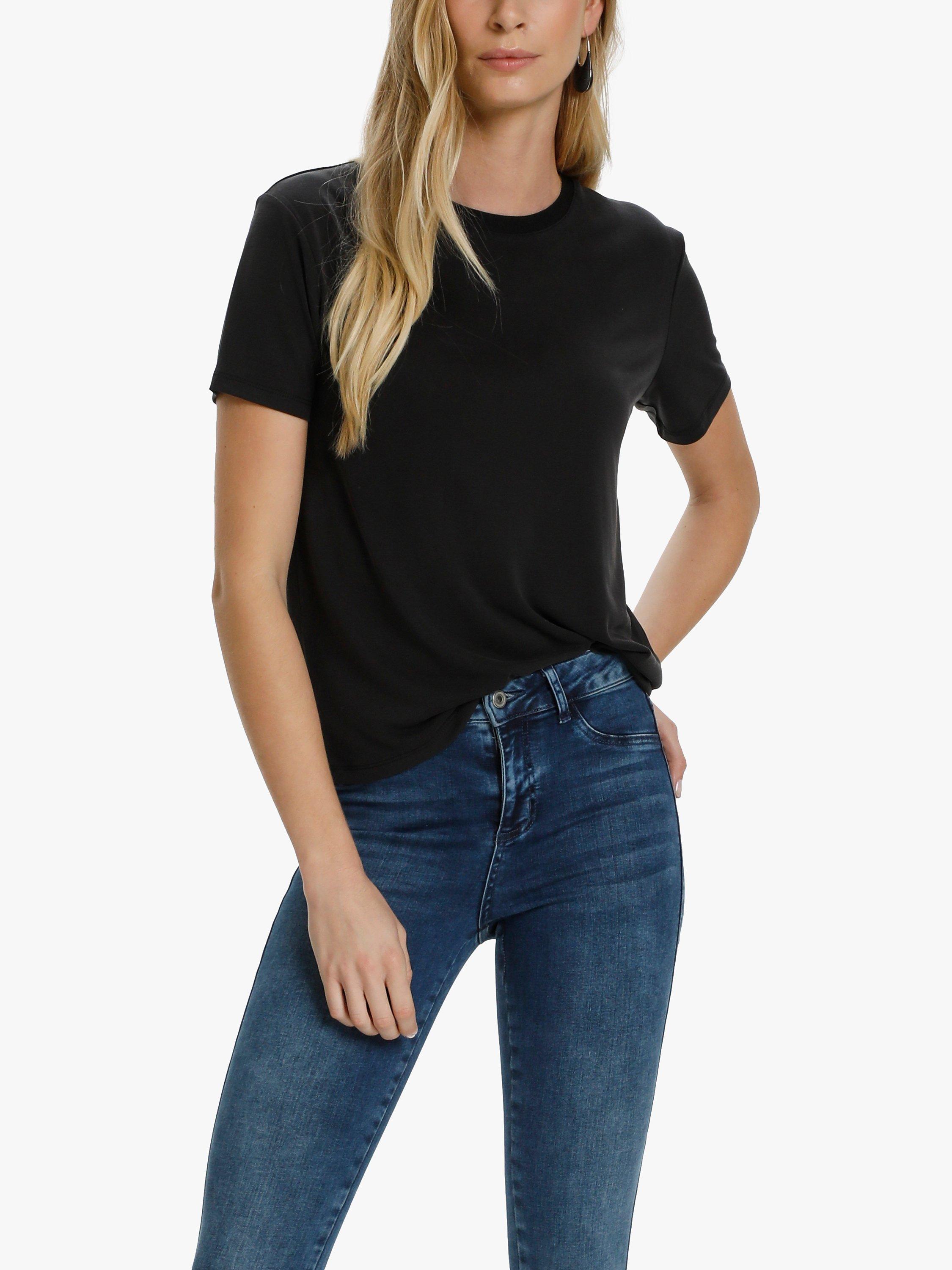 Product image 3 of 6, which shows Soaked In Luxury Columbine Crew Neck T-Shirt, Black, XS