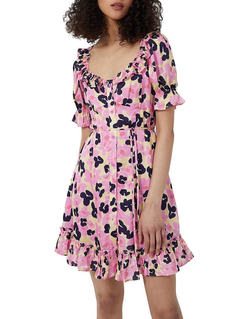 French Connection Cassia Elitan Floral Mini Dress, Golden Gaze/Multi