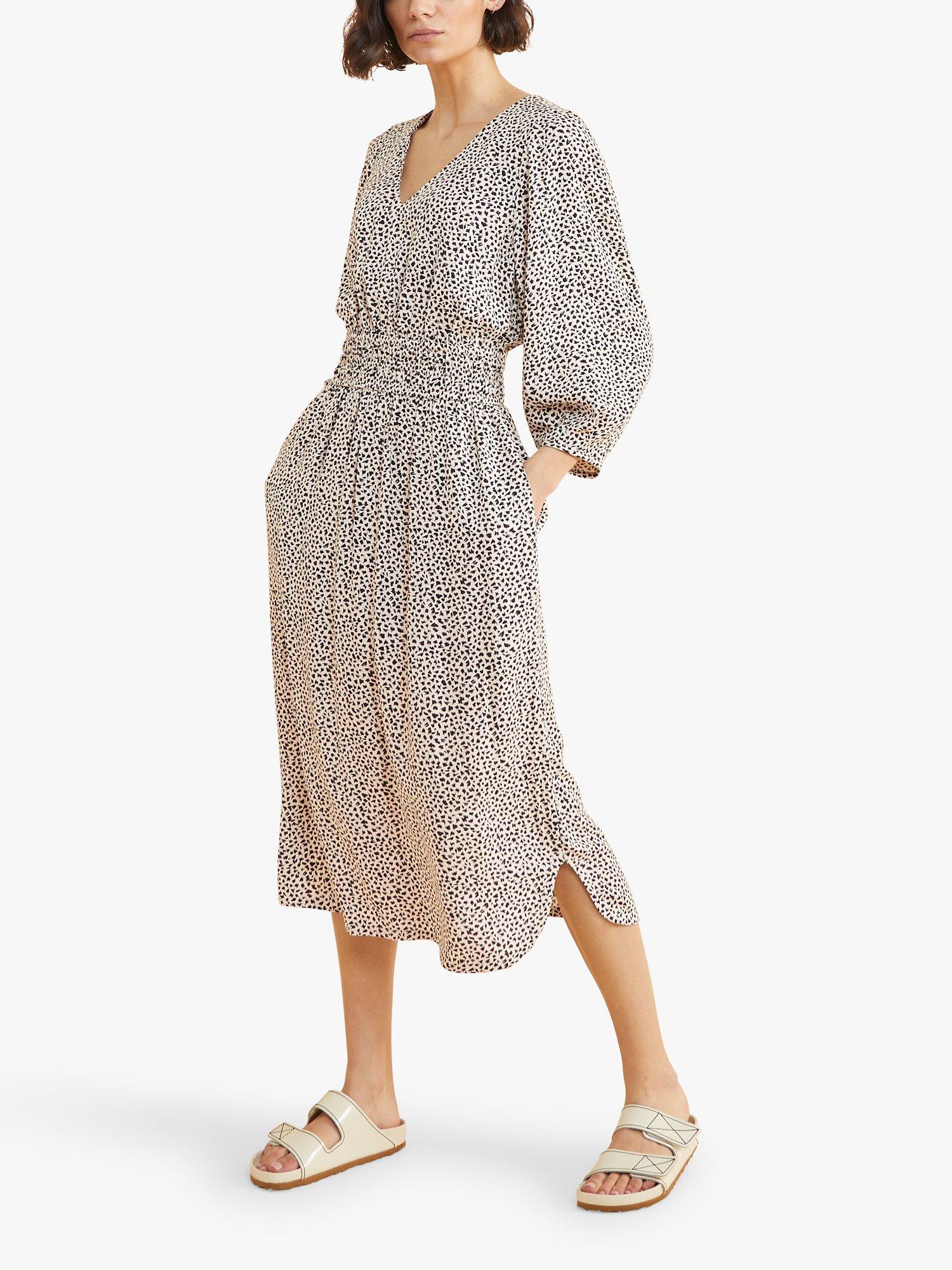 Albaray Dash Print Blouson Waist Midi Dress