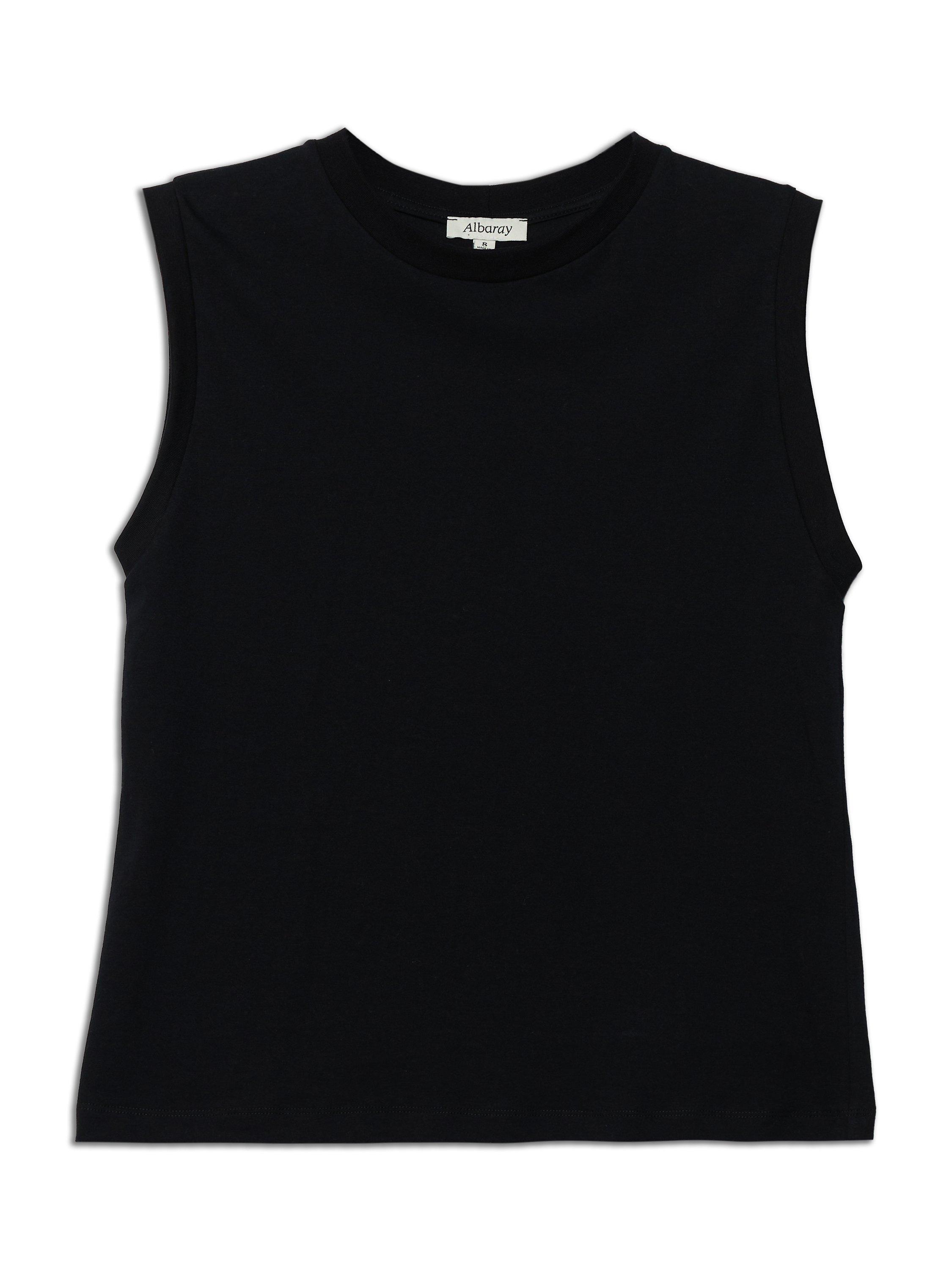 Product image 4 of 4, which shows Albaray Classic Crew Neck Tank Top, Black, 8