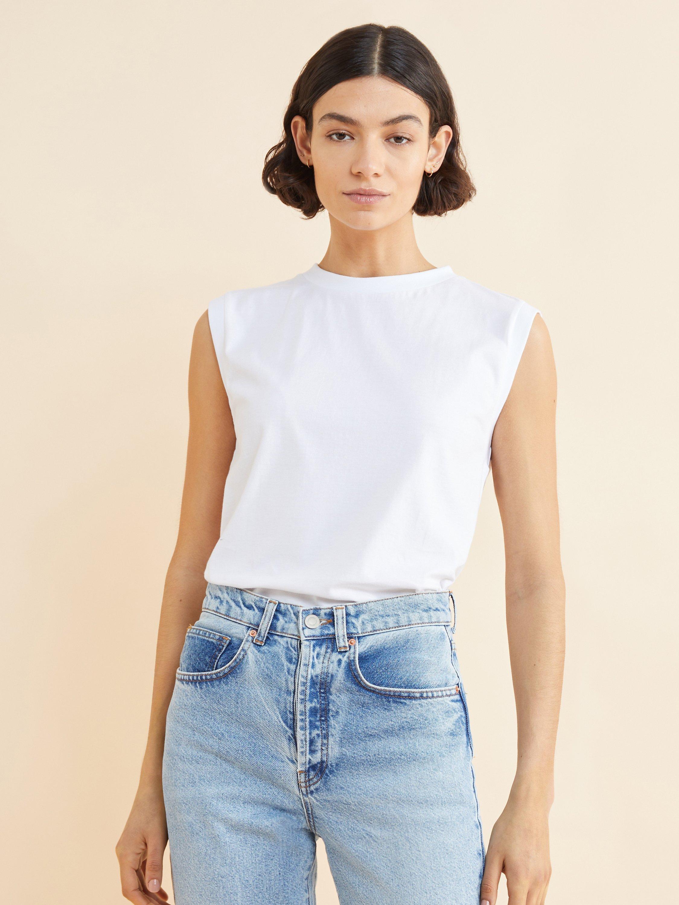 Product image 1 of 4, which shows Albaray Classic Crew Neck Tank Top, White, 8