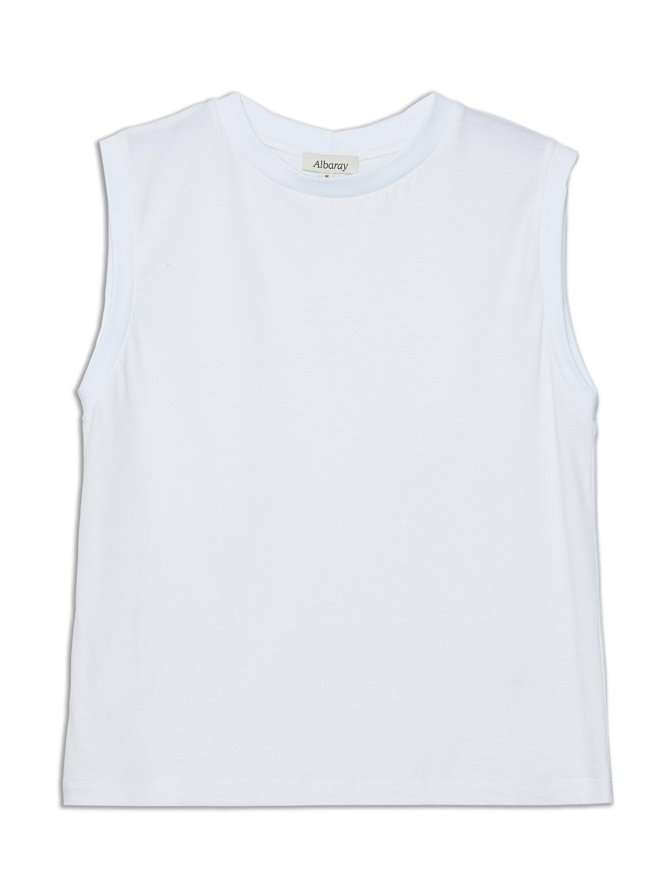 Product image 4 of 4, which shows Albaray Classic Crew Neck Tank Top, White, 8
