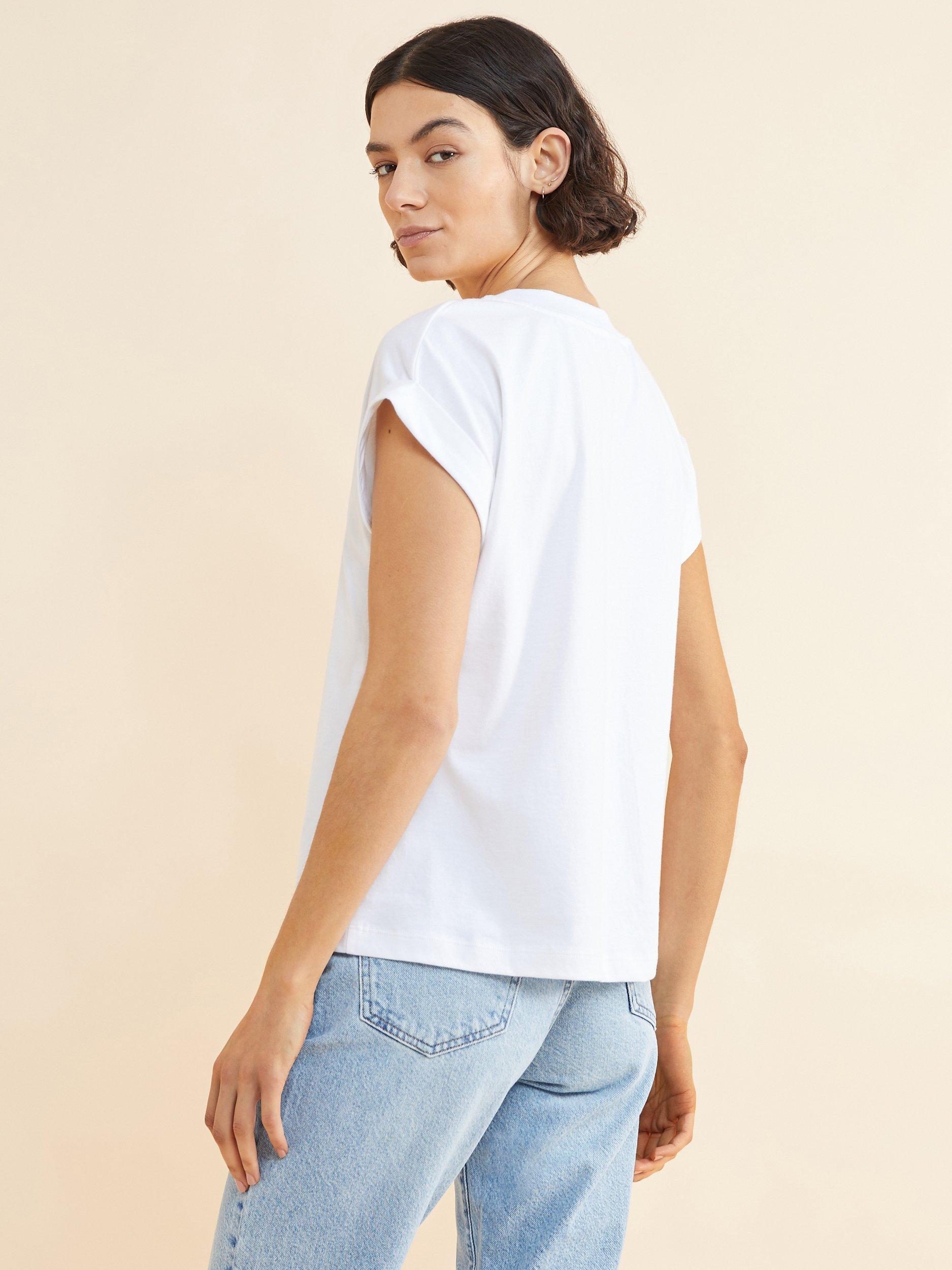 Product image 2 of 4, which shows Albaray Roll Back Cuff T-Shirt, White, 8