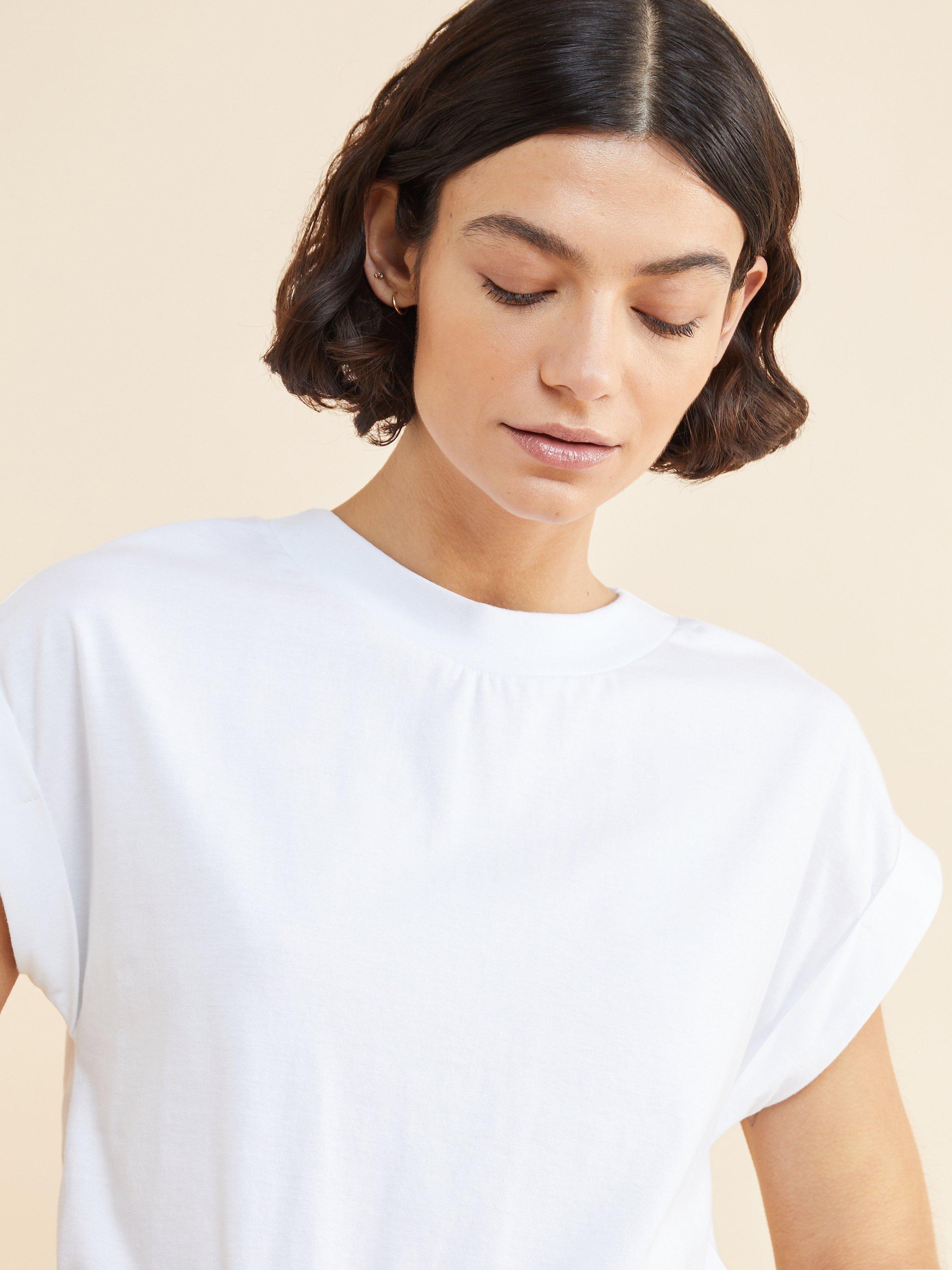 Product image 3 of 4, which shows Albaray Roll Back Cuff T-Shirt, White, 8
