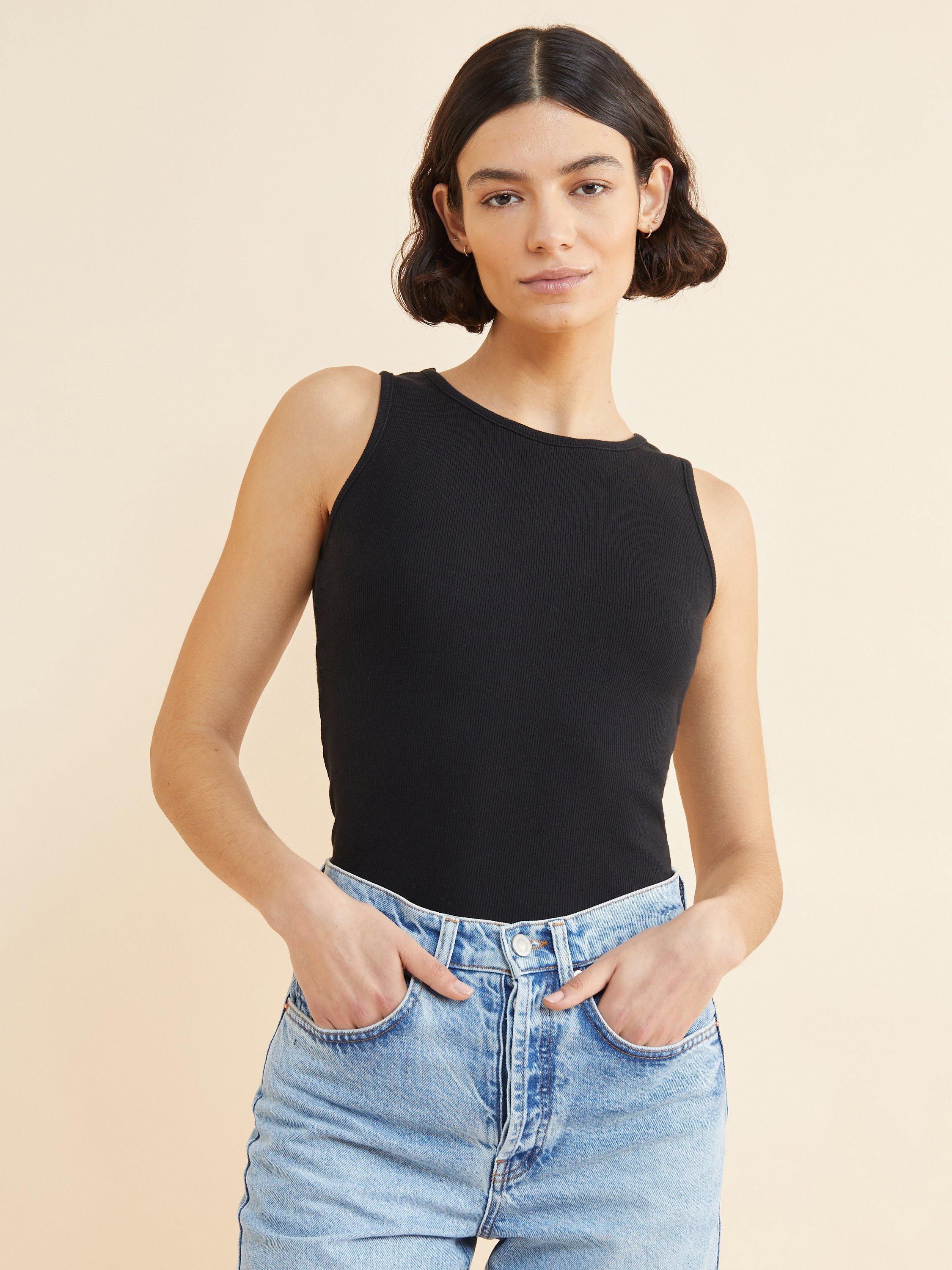 Product image 1 of 1, which shows Albaray Ribbed Round Neck Vest, Black, 8