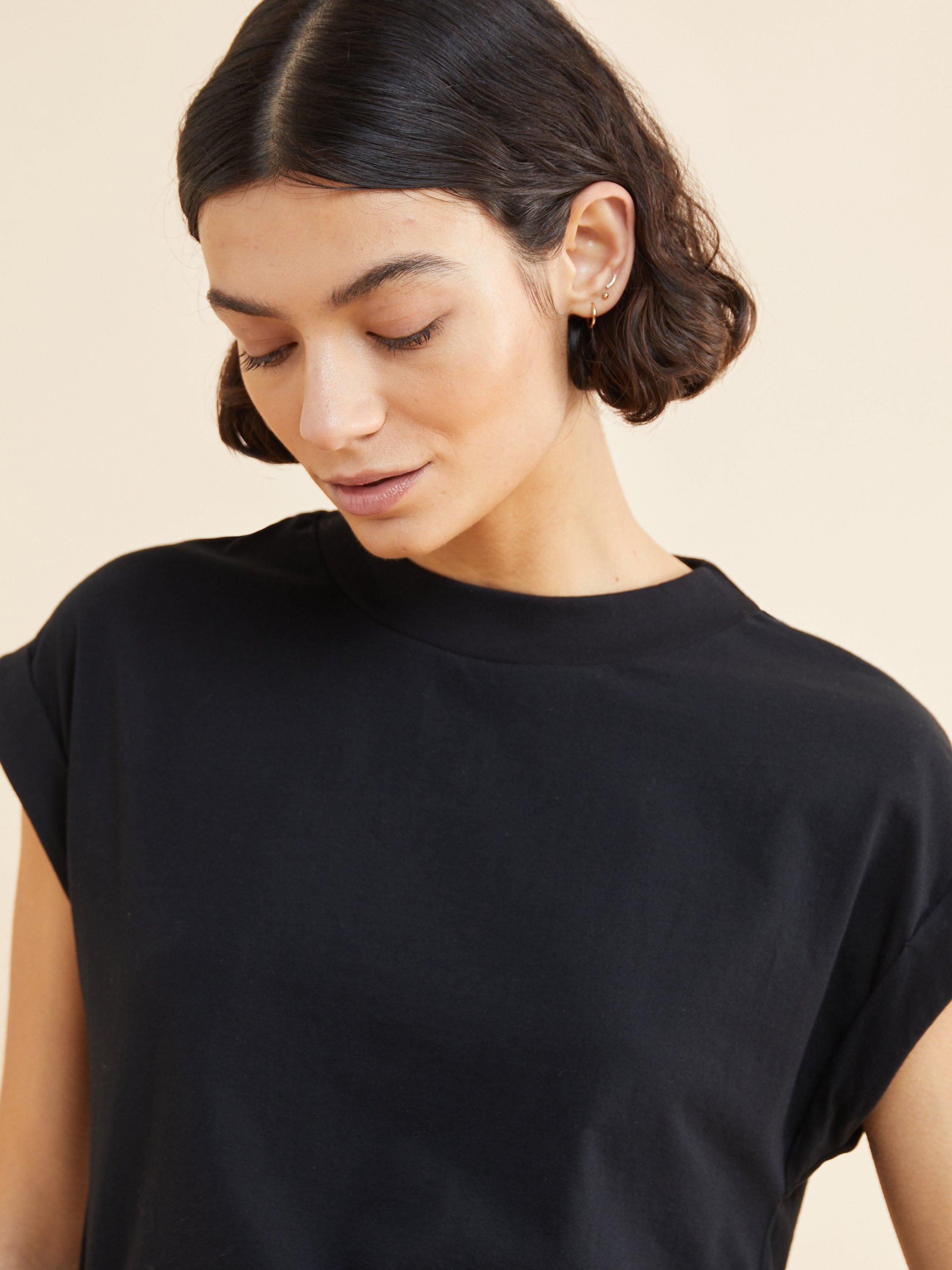 Product image 3 of 4, which shows Albaray Roll Back Cuff T-Shirt, Black, 8
