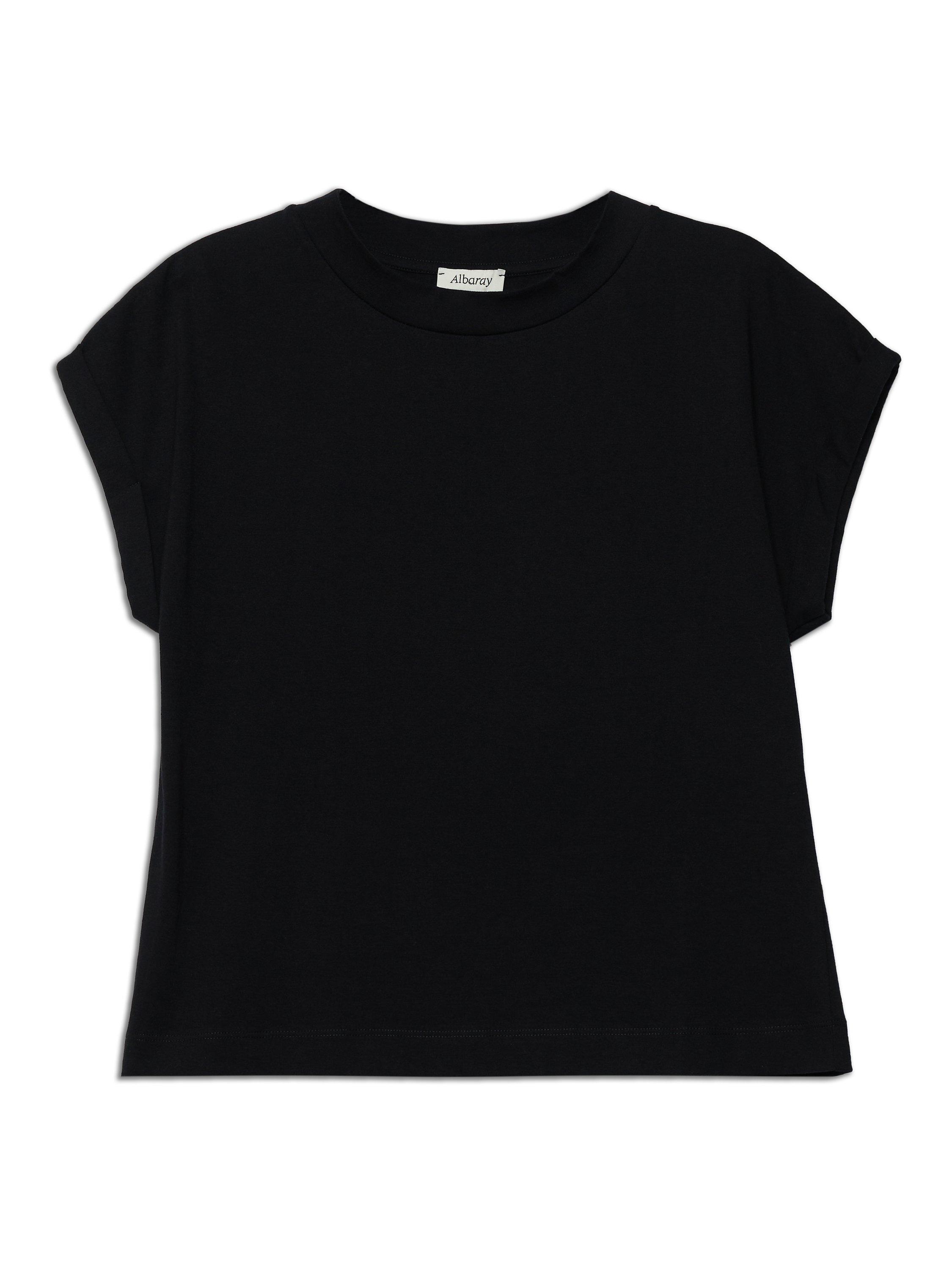 Product image 4 of 4, which shows Albaray Roll Back Cuff T-Shirt, Black, 8