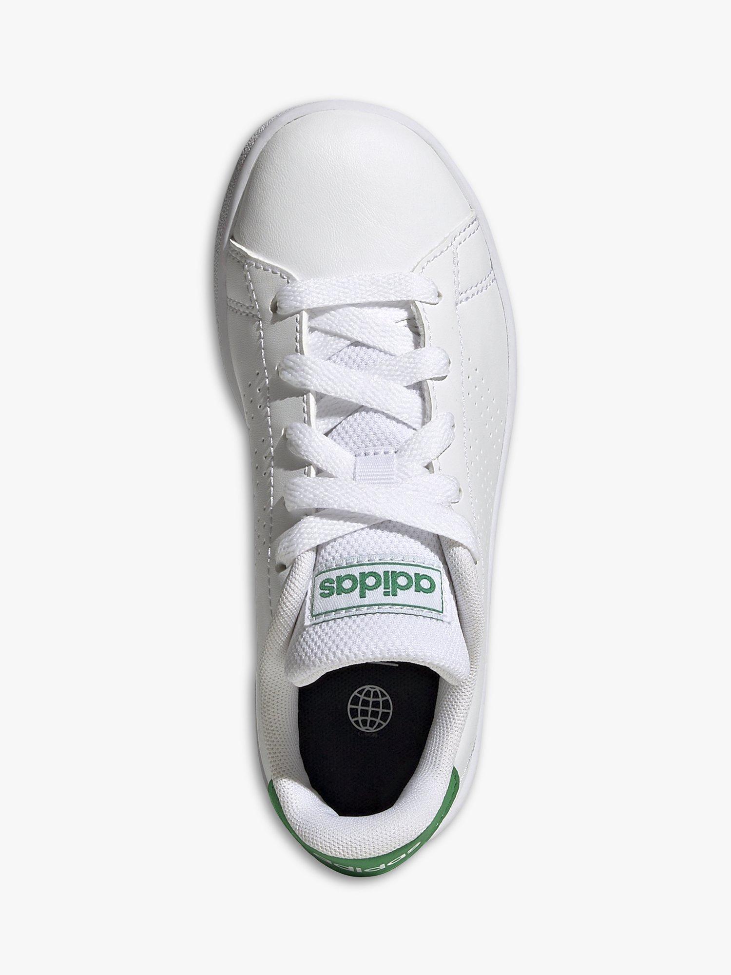 Product image 10 of 10, which shows adidas Kids' Advantage Lace-Up Trainers, Cloud White/Green/Core Black, 3