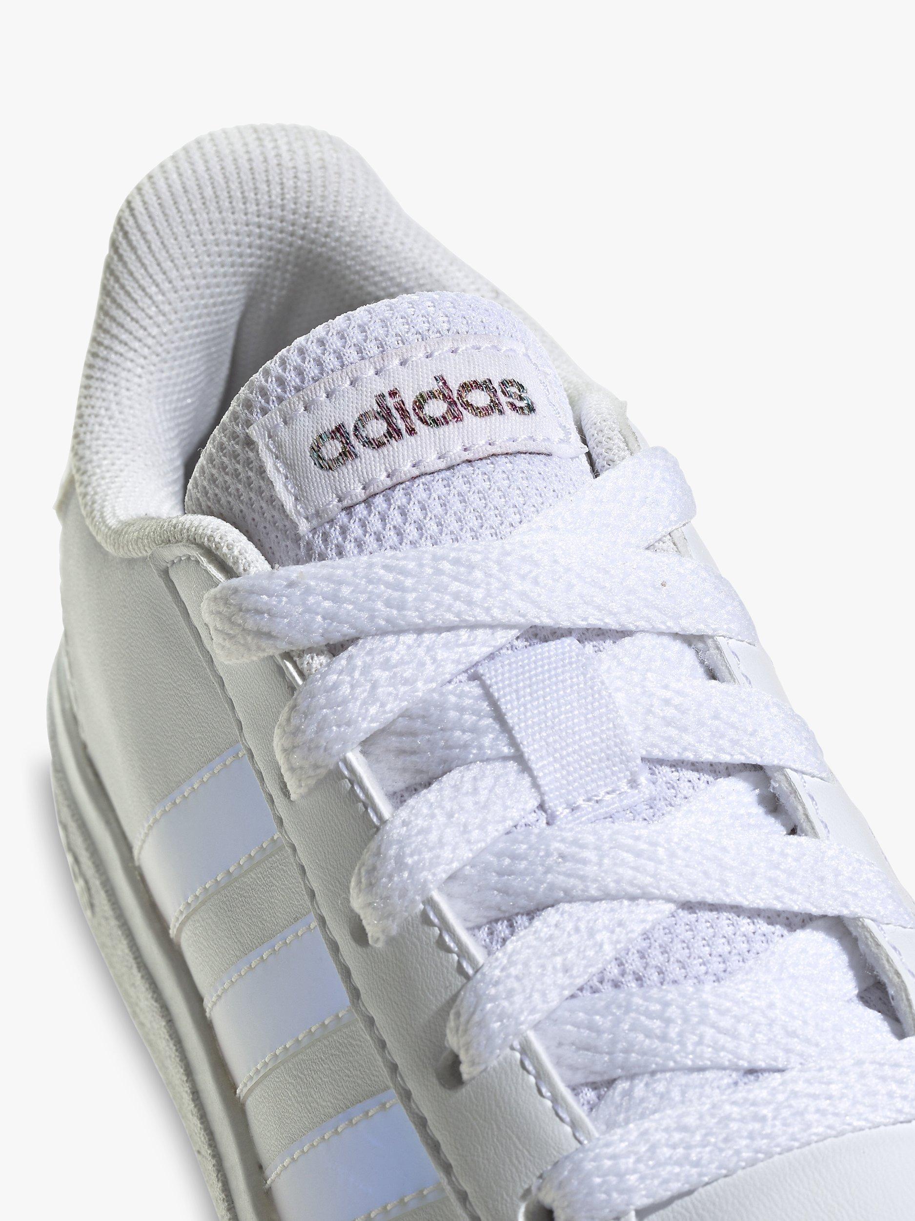 Product image 5 of 10, which shows adidas Kids' Grand Court Lace Up Trainers, Cloud White/Iridescent/Cloud White, 3
