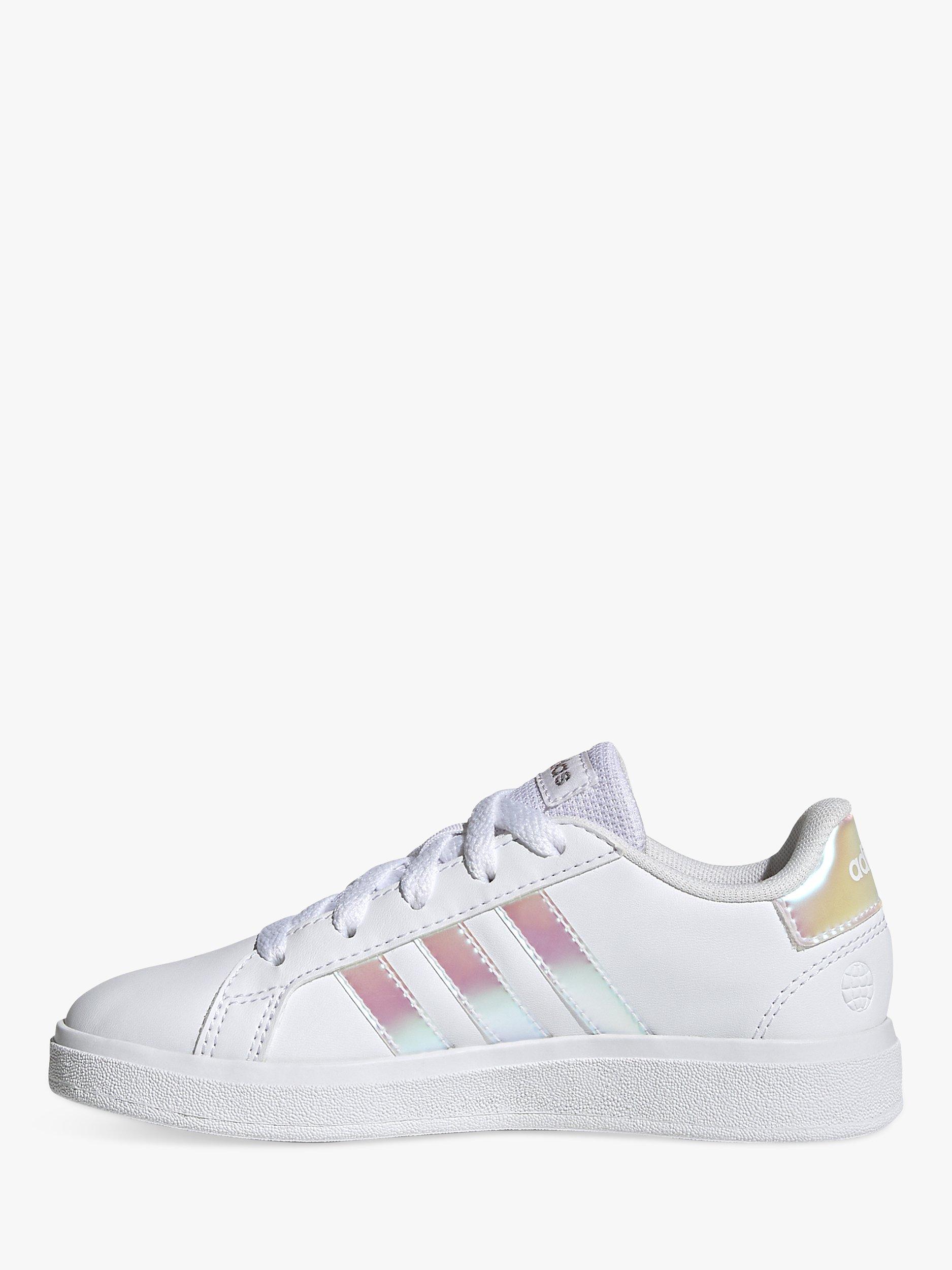 Product image 8 of 10, which shows adidas Kids' Grand Court Lace Up Trainers, Cloud White/Iridescent/Cloud White, 3