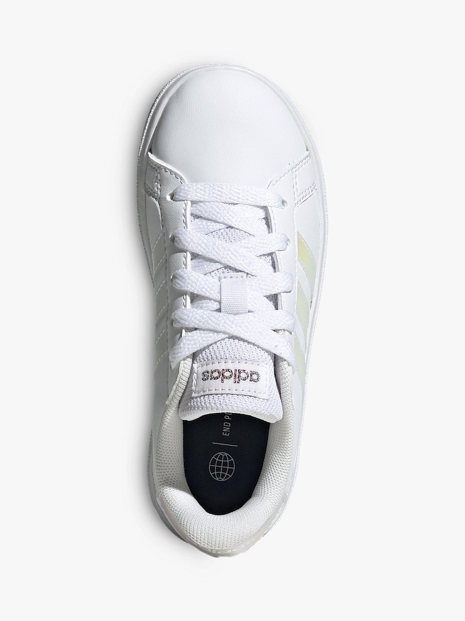 Product image 10 of 10, which shows adidas Kids' Grand Court Lace Up Trainers, Cloud White/Iridescent/Cloud White, 3