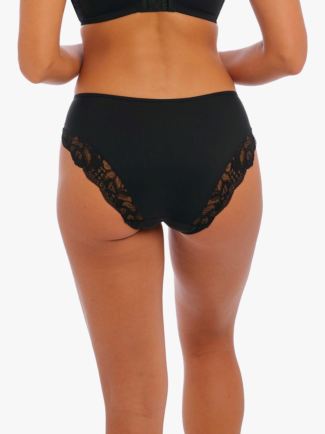 Product image 2 of 5, which shows Fantasie Reflect Lace Detail Bikini Knickers, Black, S