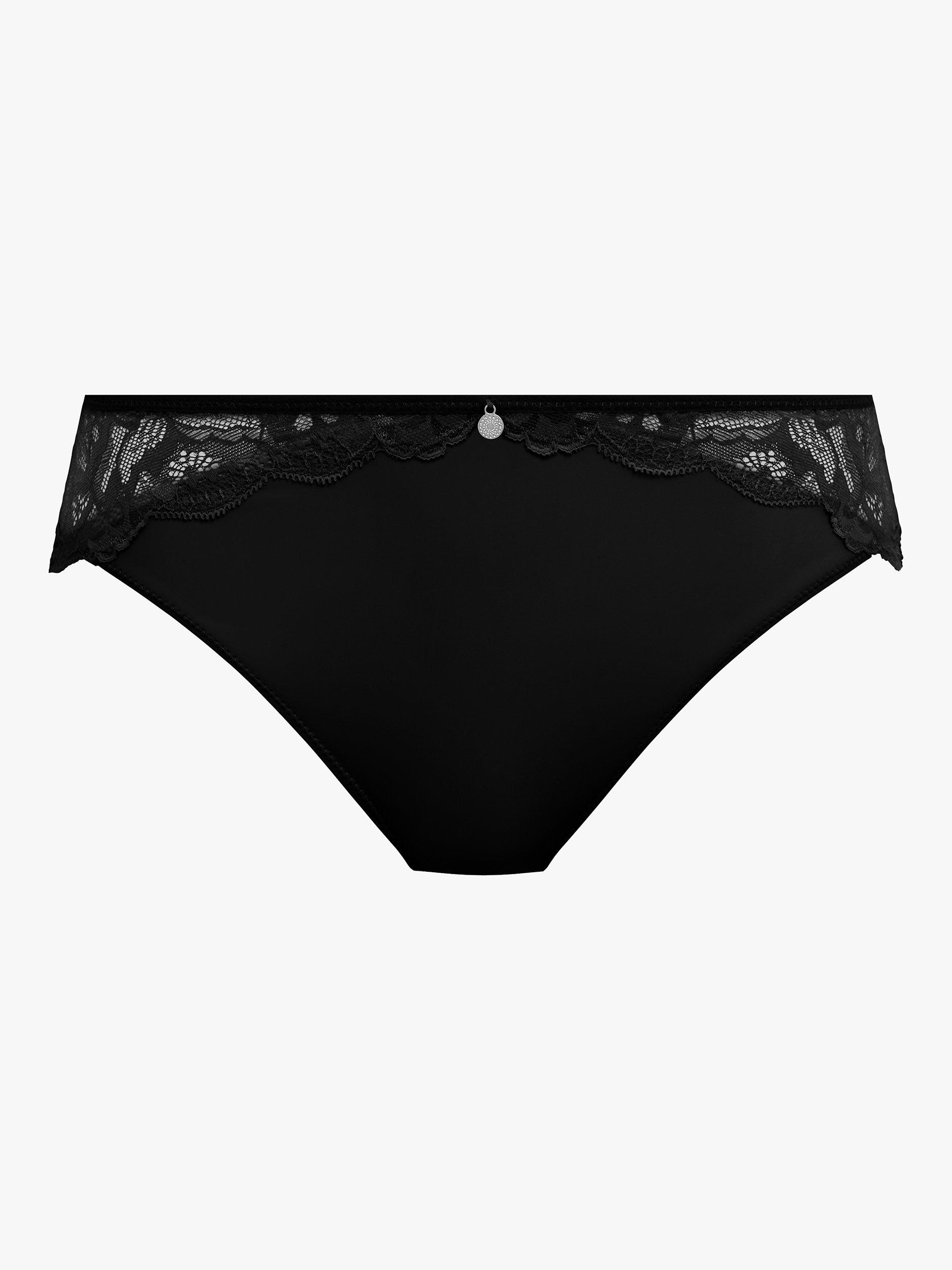 Product image 4 of 5, which shows Fantasie Reflect Lace Detail Bikini Knickers, Black, S