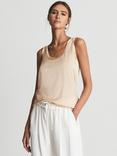 Reiss Riley Silk Front Vest Top, Nude