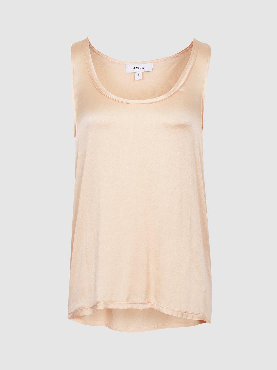 Product image 5 of 5, which shows Reiss Riley Silk Front Vest Top, Nude, XS