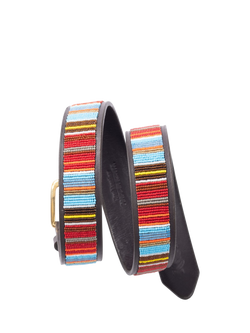 KOY Beaded Leather Belt, Multi, Multi
