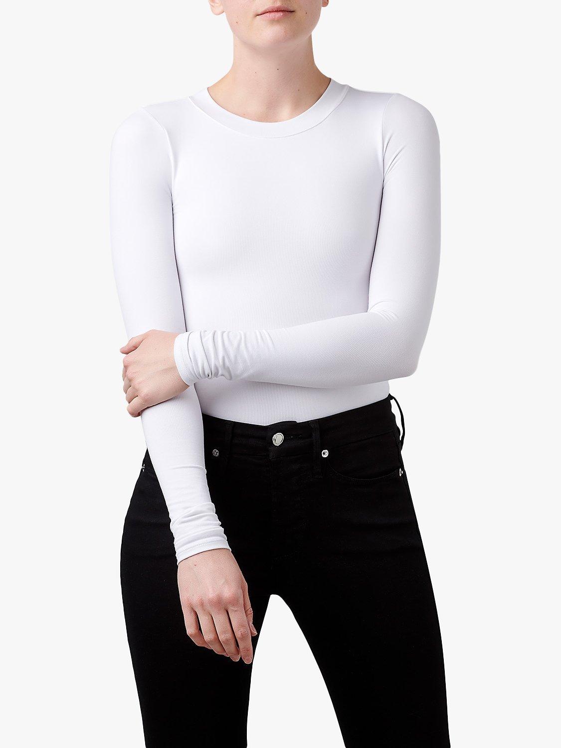 Good American Plain Round Neck Bodysuit, White, XL
