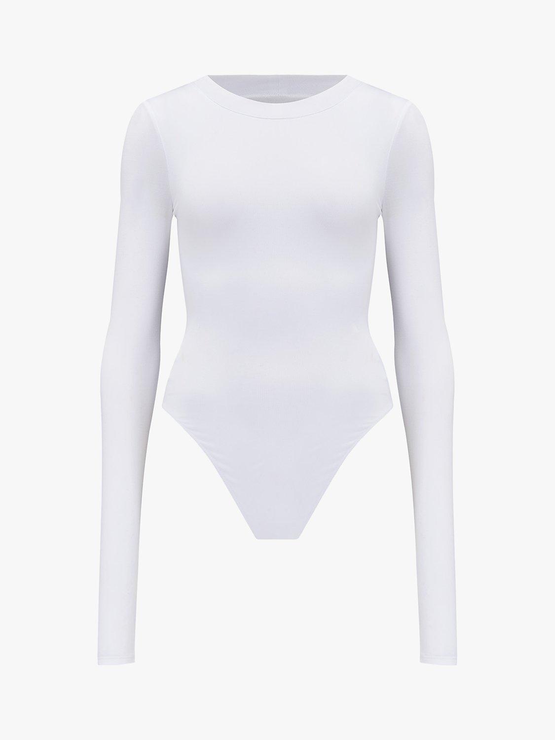 Good American Plain Round Neck Bodysuit, White, XL