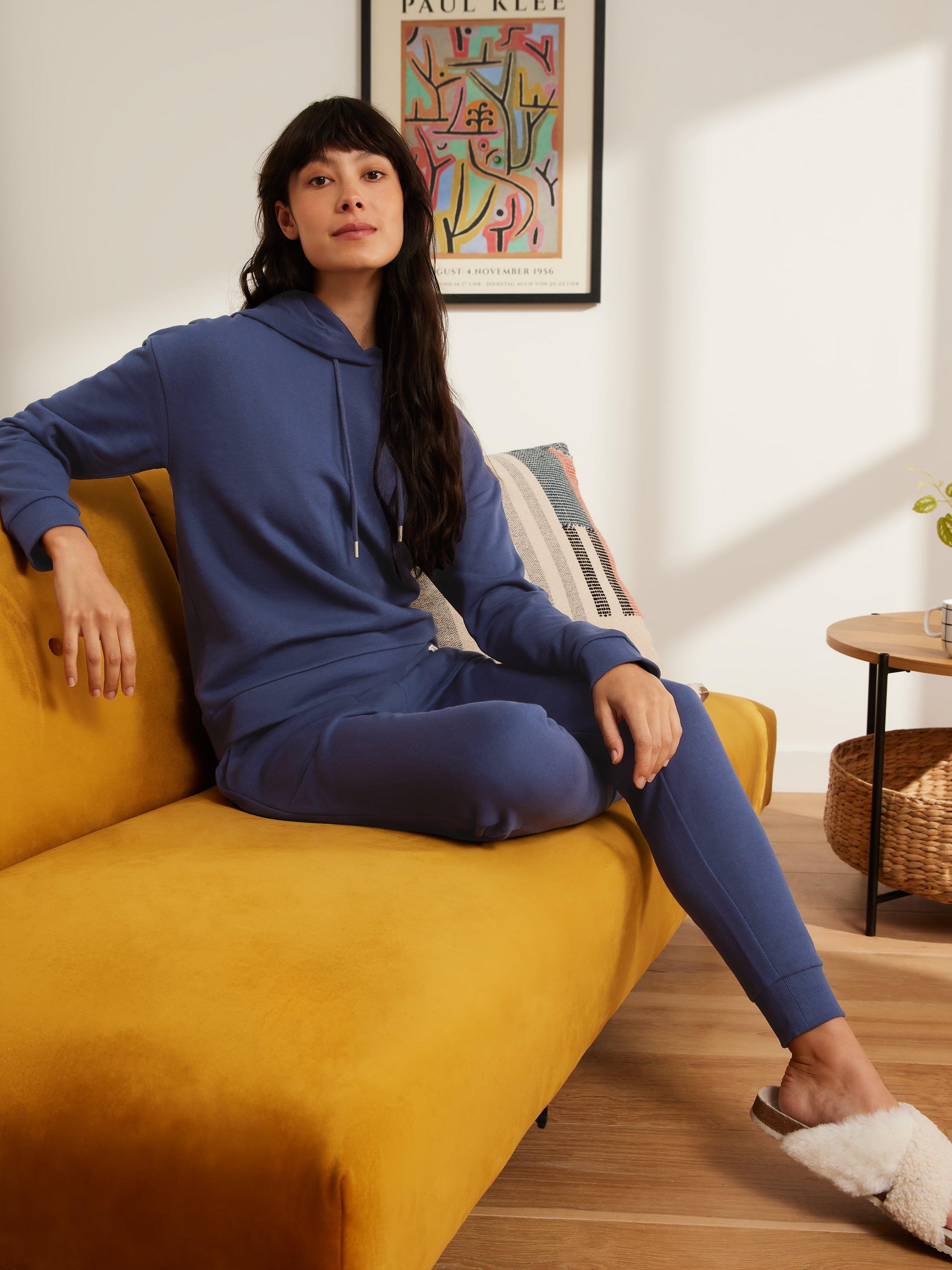 John Lewis ANYDAY Edith Plain Lounge Hoodie, Blue, S