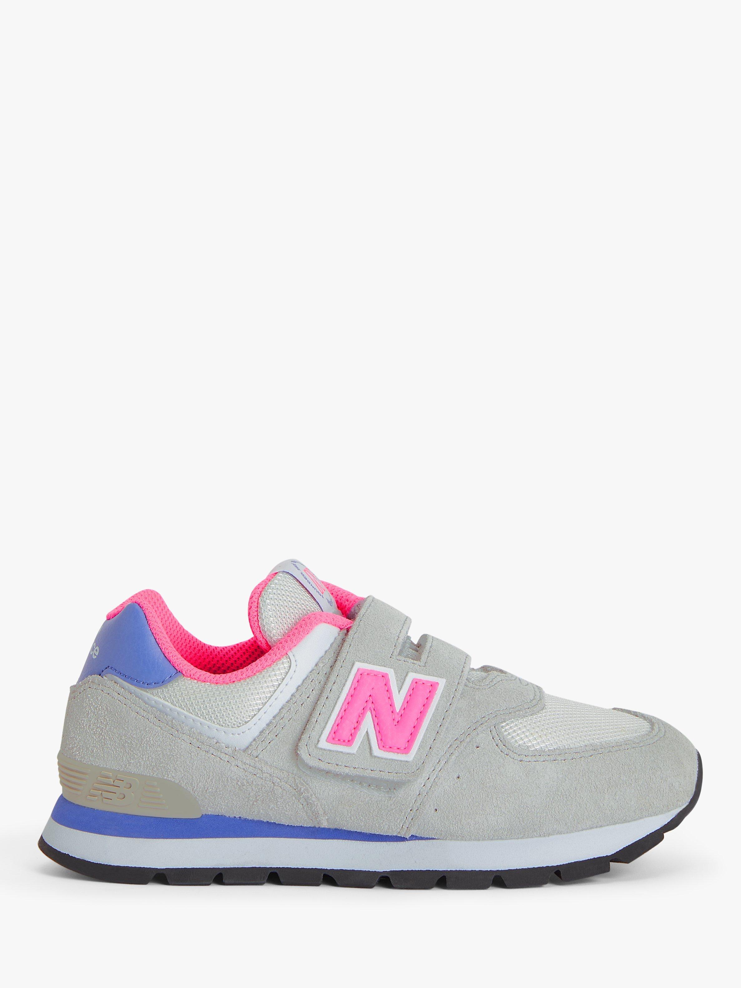 New Balance Kids' 574 Riptape Trainers, Summer Fog/Neon Pink/Aura