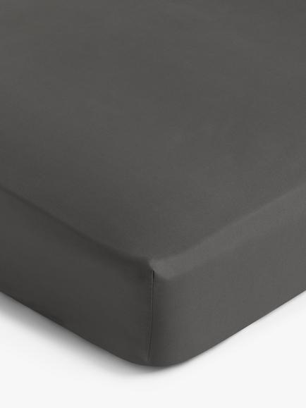 John Lewis Crisp & Fresh Egyptian Cotton Percale 200 Thread Count Deep Fitted Sheet, Charcoal
