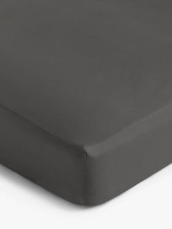 John Lewis Crisp and Fresh 200 Thread Count Egyptian Cotton Standard Fitted Sheet, Charcoal