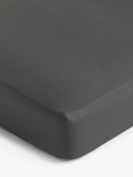 John Lewis Crisp and Fresh 200 Thread Count Egyptian Cotton Standard Fitted Sheet, Charcoal