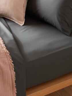 John Lewis Crisp and Fresh 200 Thread Count Egyptian Cotton Standard Fitted Sheet - view 2, Charcoal