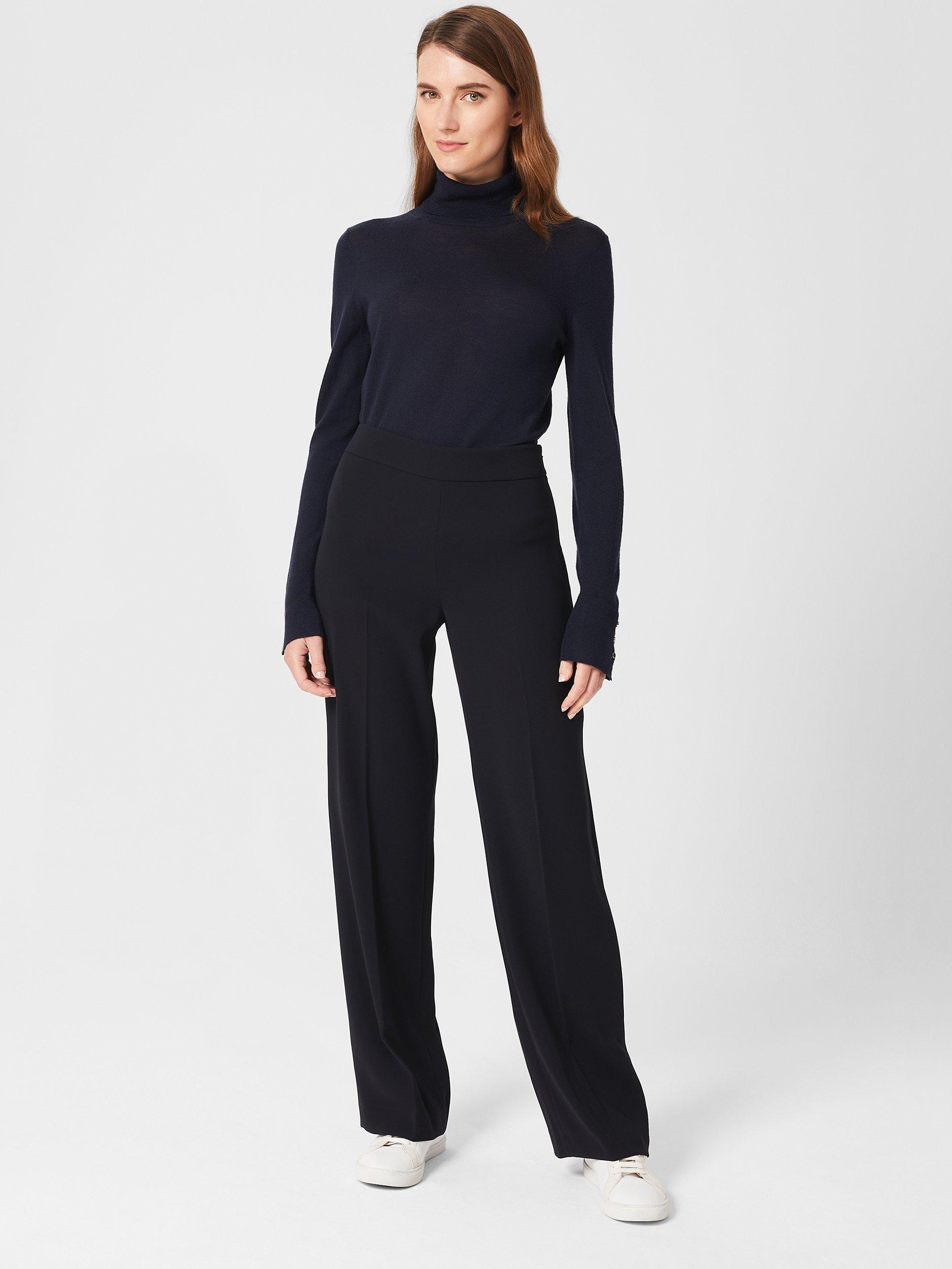 Hobbs Abigail Wide Leg Trousers, Navy