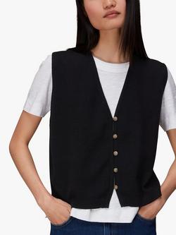 Whistles Bailey Sleeveless Cardigan, Black, Black