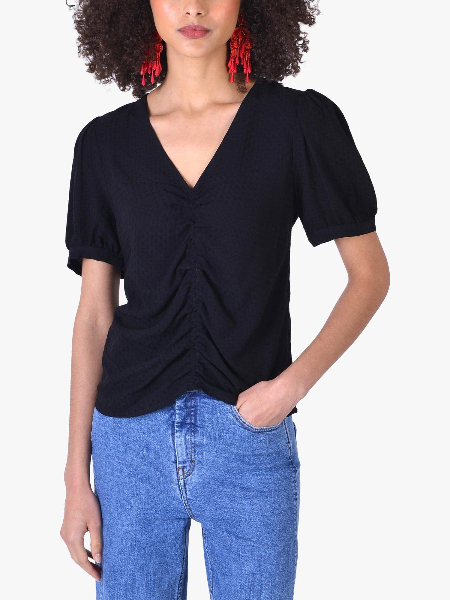 Ro&Zo Ruched Front Top, Black