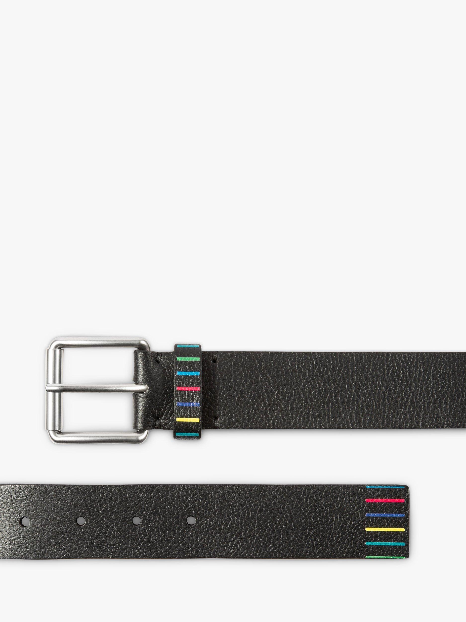 Paul Smith Signature Stripe Leather Belt, Black