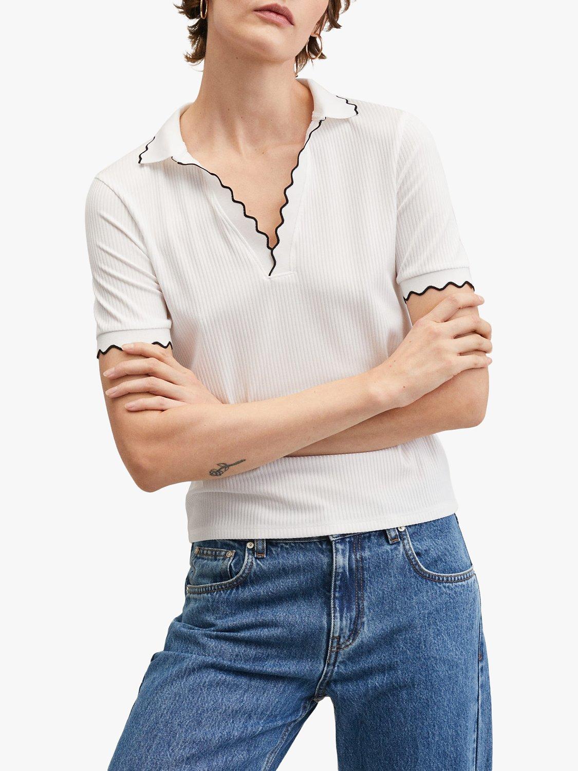 Mango Venti Piping Detail Polo Top