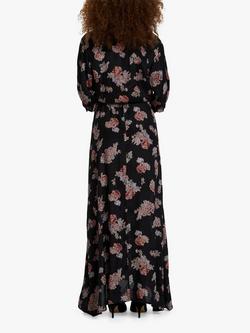 KAFFE Velana Floral Print Maxi Shirt Dress, Black/Multi - view 2, Black Deep
