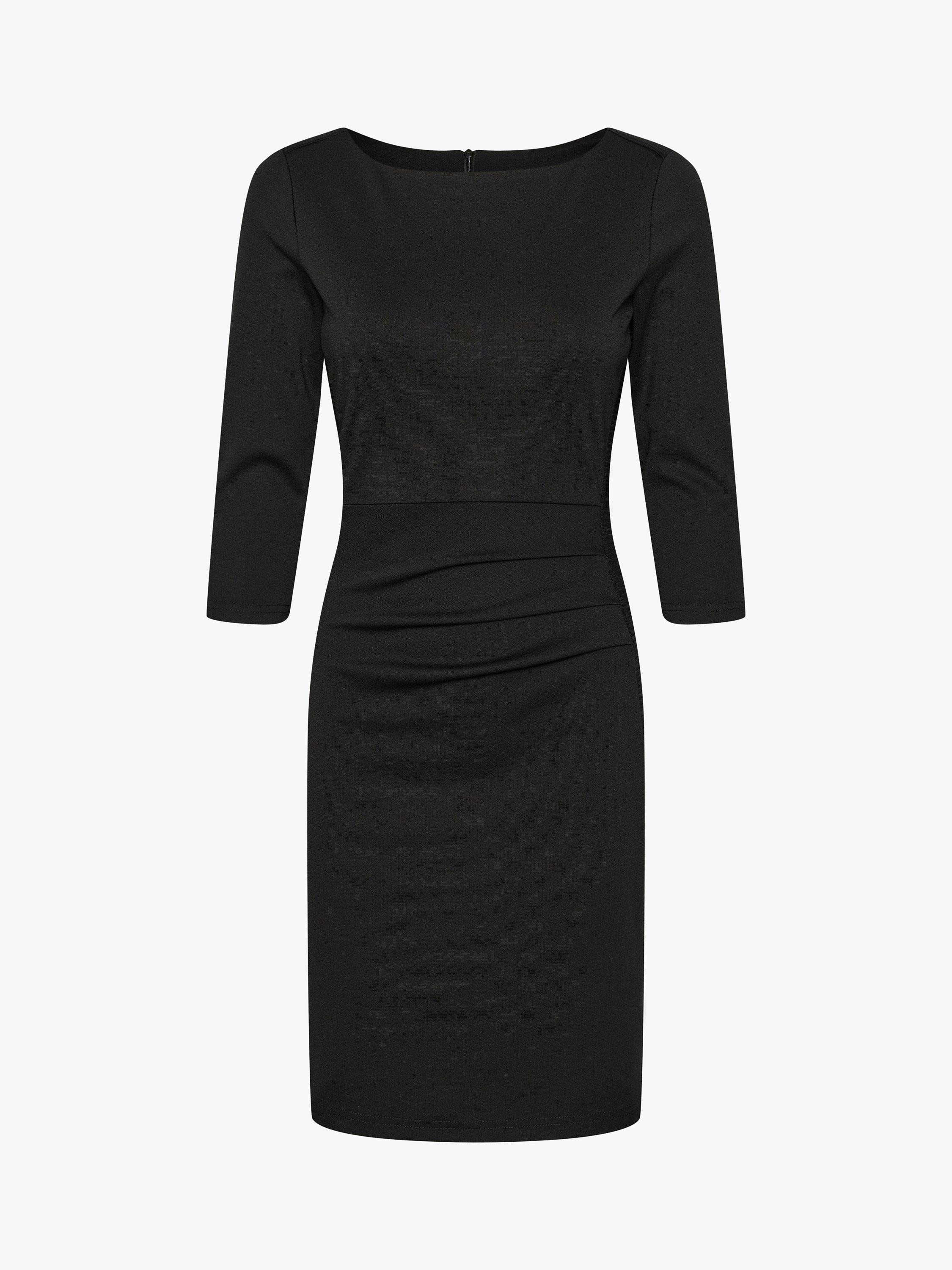 Product image 4 of 8, which shows KAFFE Sara 3/4 Sleeve Mini Dress, Deep Black, XS