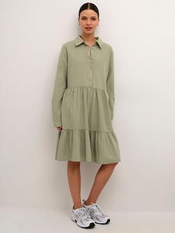 KAFFE Naya Tiered Shirt Dress, Seagrass