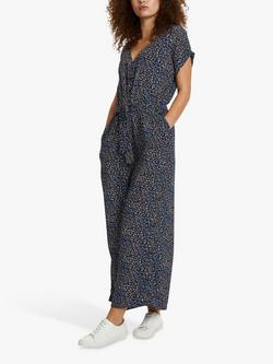 KAFFE Ilona Ditsy Print Jumpsuit, Midnight Marine, Midnight Marine
