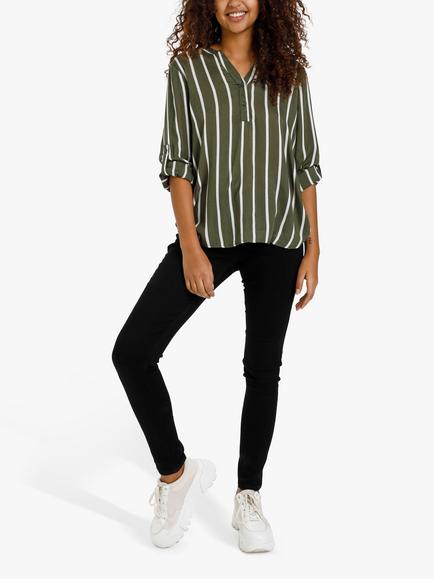 KAFFE Stridy Stripe Top, Grape Leaf/Chalk, Grape Leaf/Chalk