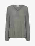 KAFFE Amber V Neck Blouse, Smoked Pearl