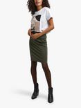 KAFFE Penny Jersey Pencil Skirt, Grape Leaf
