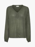 KAFFE Amber V Neck Blouse, Grape Leaf